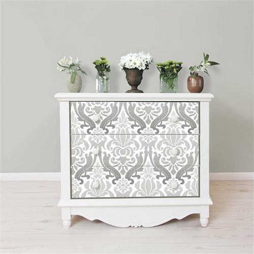 Grey Nouveau Damask Peel And Stick Wallpaper