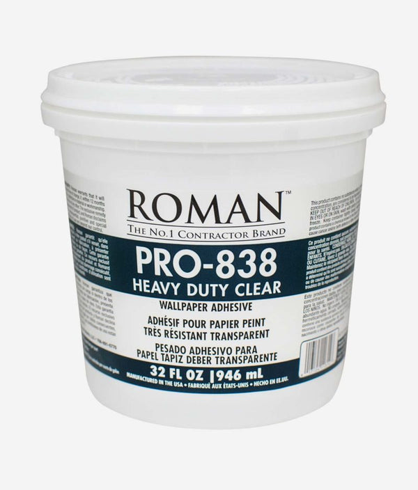 Roman PRO-838 Heavy Duty Clear Wallpaper Adhesive 946mL