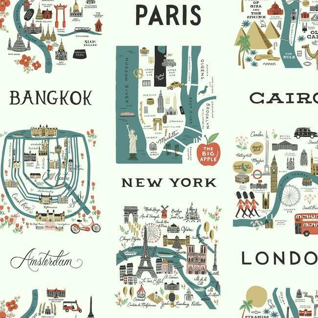 City Maps - Cityscape Wallpaper by Rifle Paper Co.