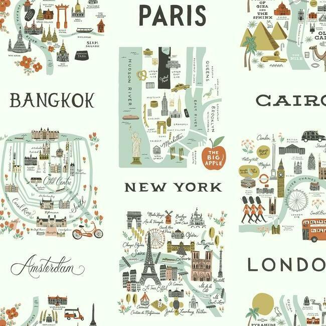 City Maps - Cityscape Wallpaper by Rifle Paper Co.