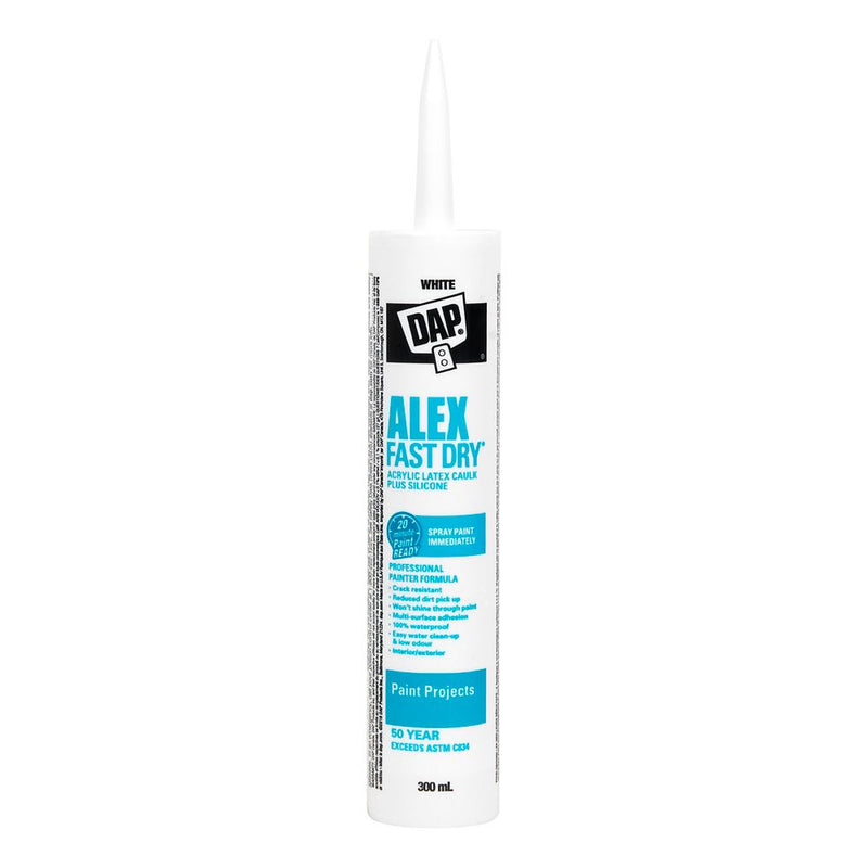 DAP Alex Fast Dry Acrylic Latex Caulk Plus Silicone 300mL (White)